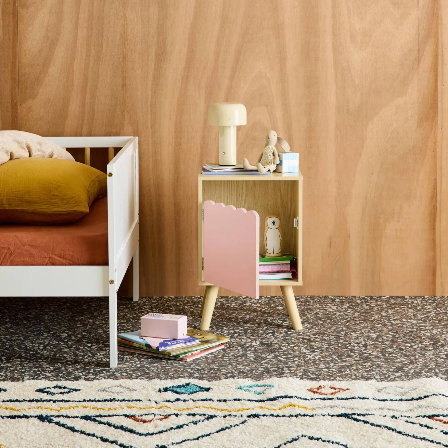 Kinder-nachtkastje houtdecor 1 deur