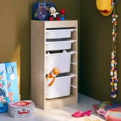 Kinderopbergmeubel met 4 opbergbakken