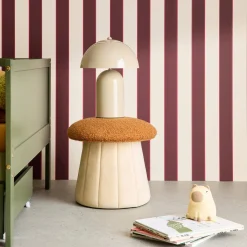 Kinderpoef paddenstoel met opbergruimte teddy en fluweel