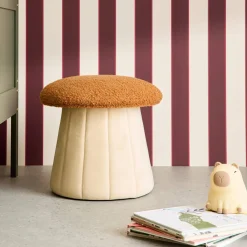 Kinderpoef paddenstoel met opbergruimte teddy en fluweel