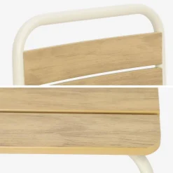 Kindertuintafel van staal en houtdecor met 4 stoelen