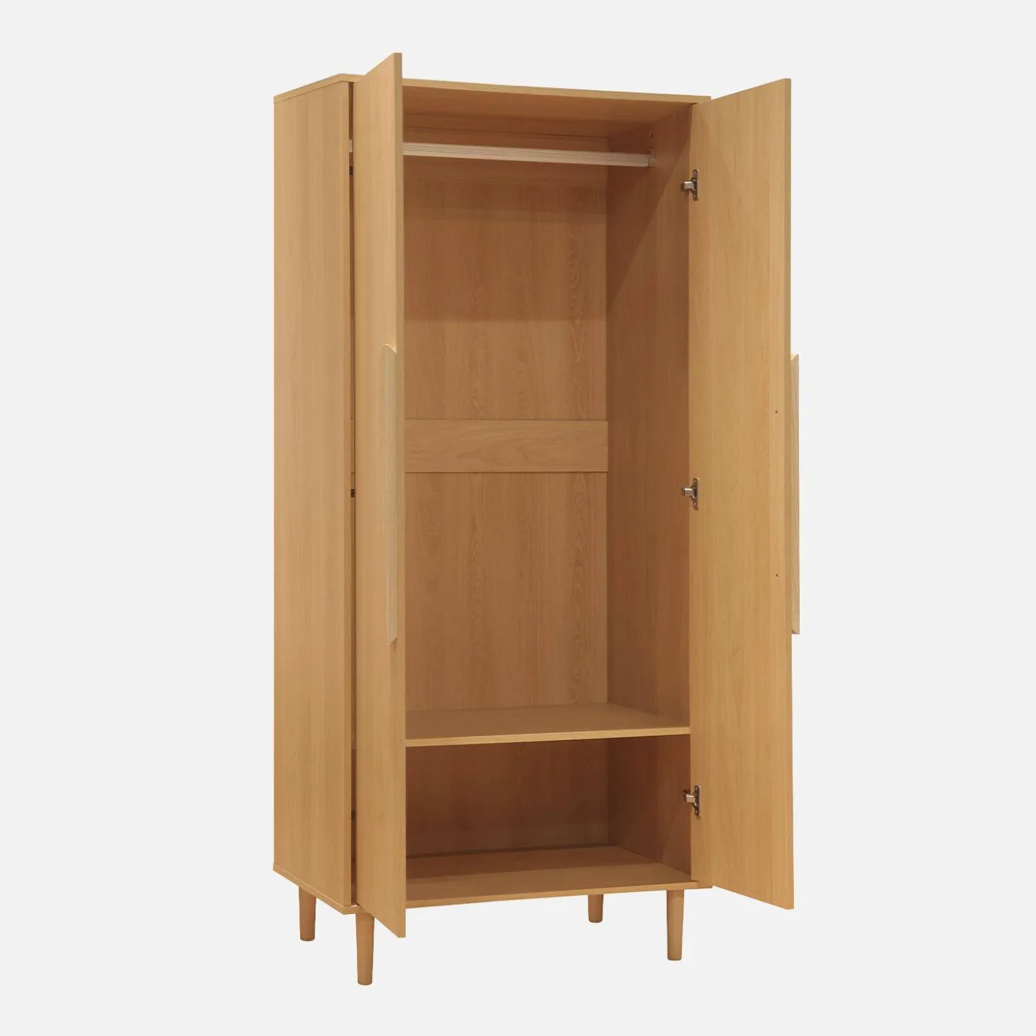 Kledingkast houtdecor 2 deuren, plank en hangruimte 80cm