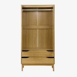Kledingkast met 2 deuren 2 lades hangruimte houtdecor 90cm