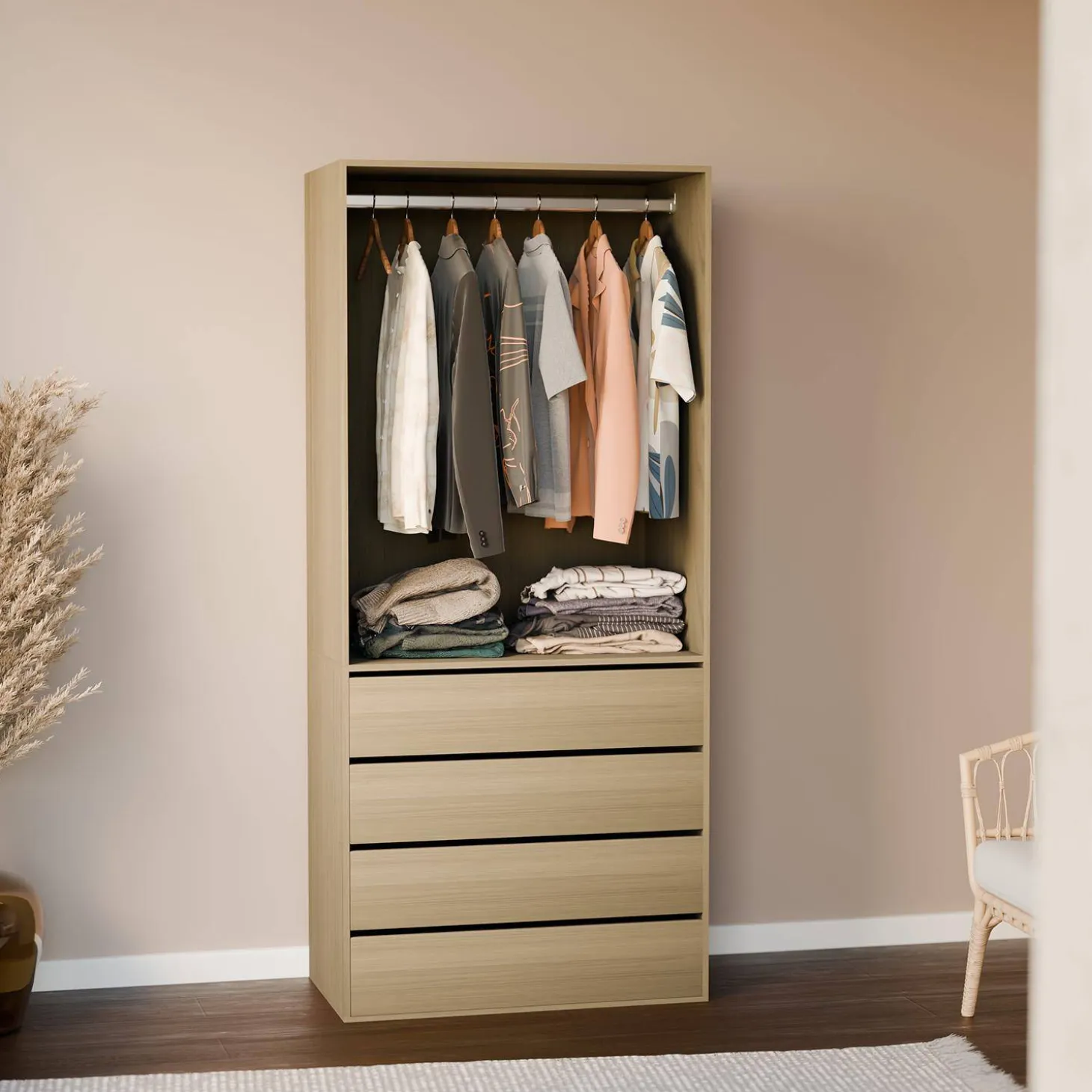 Kledingkast module hangruimte en 4 lades 80cm