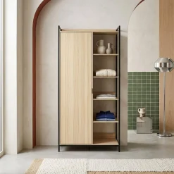 Kledingkast module met 1 deur hangruimte en planken 100cm
