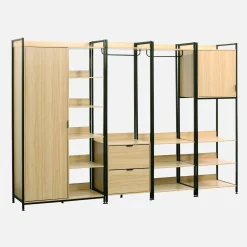 Kledingkast 4 modules modulair 2 lades 2 deuren hangruimtes en vakken