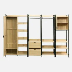 Kledingkast 4 modules modulair 2 lades 2 deuren hangruimtes en vakken