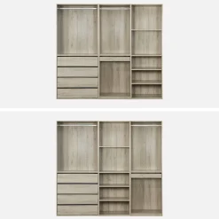 Kledingkast 3 modules modulair 4 lades hangruimtes en vakken