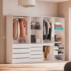 Kledingkast 4 modules modulair 9 lades hangruimtes en vakken