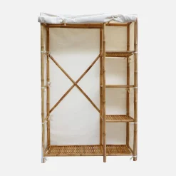 Kledingkast van bamboe met hangruimte en 3 planken 110cm