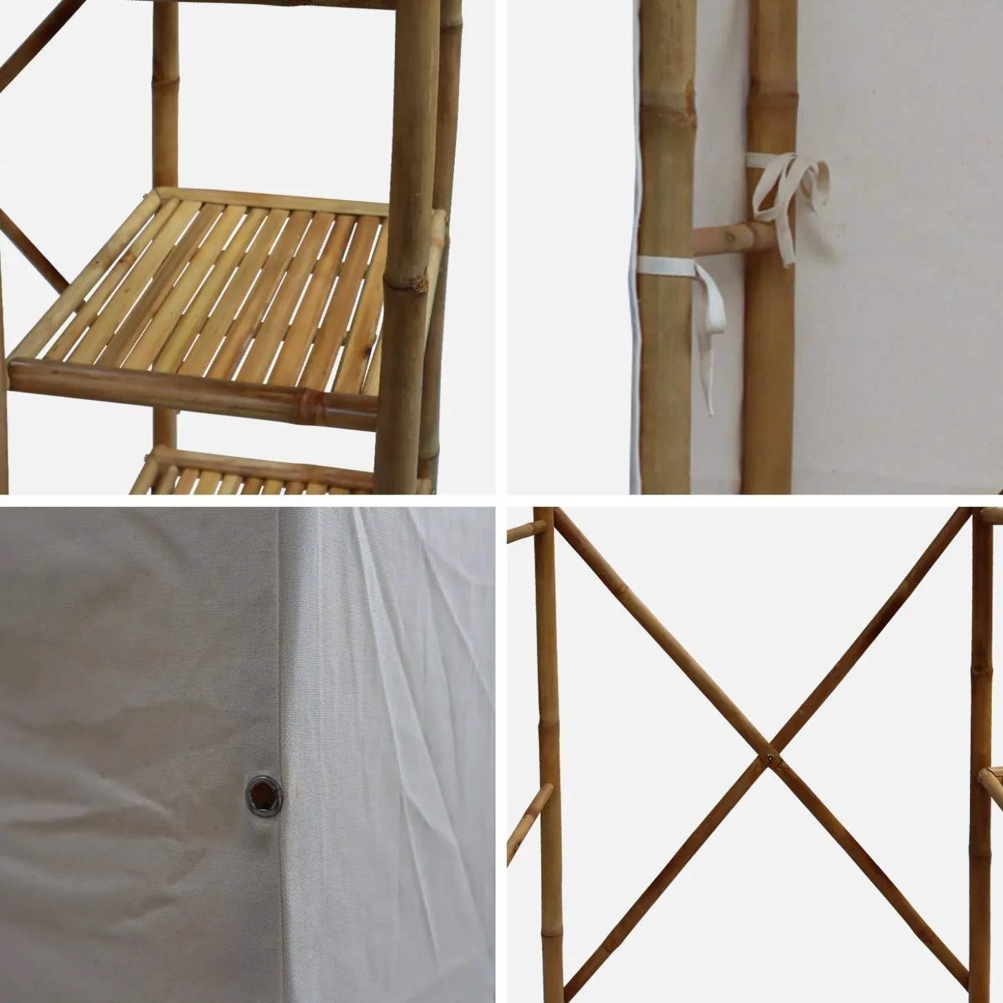 Kledingkast van bamboe met hangruimte en 3 planken 110cm