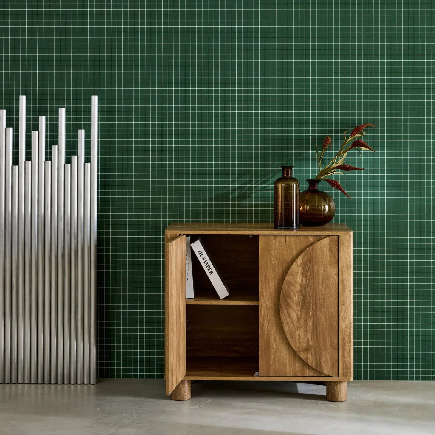 Klein kastje houtdecor 2 omkeerbare deuren 80cm