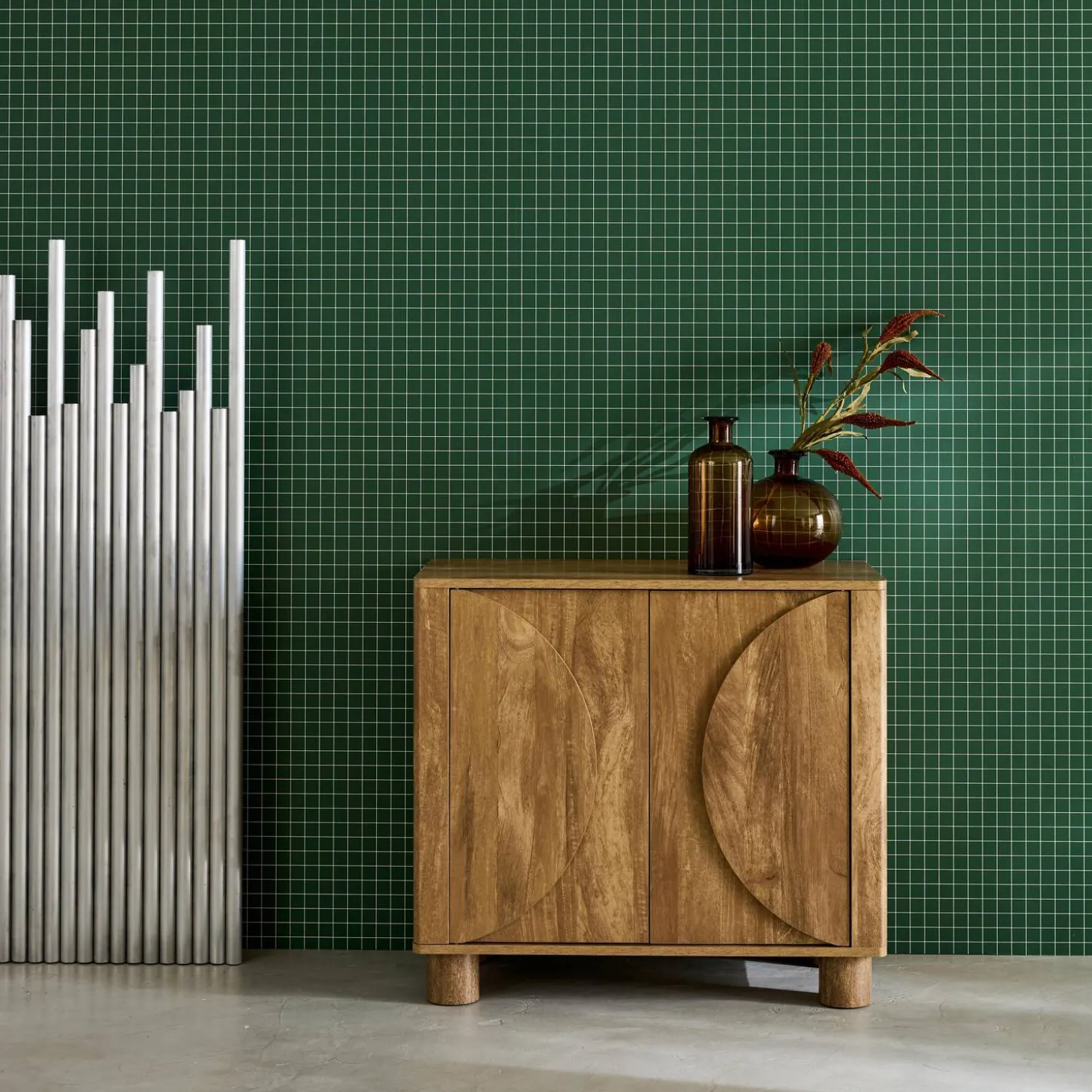 Klein kastje houtdecor 2 omkeerbare deuren 80cm