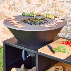 Kookvuurschaal Ø80cm met grillrooster en opbergruimte