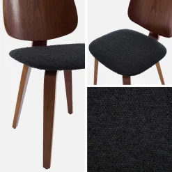 Krulstoel van hout en structuur (set van 2)