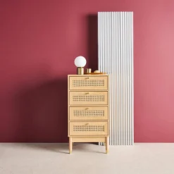 Ladekast houteffect en rotan 4 lades 50cm