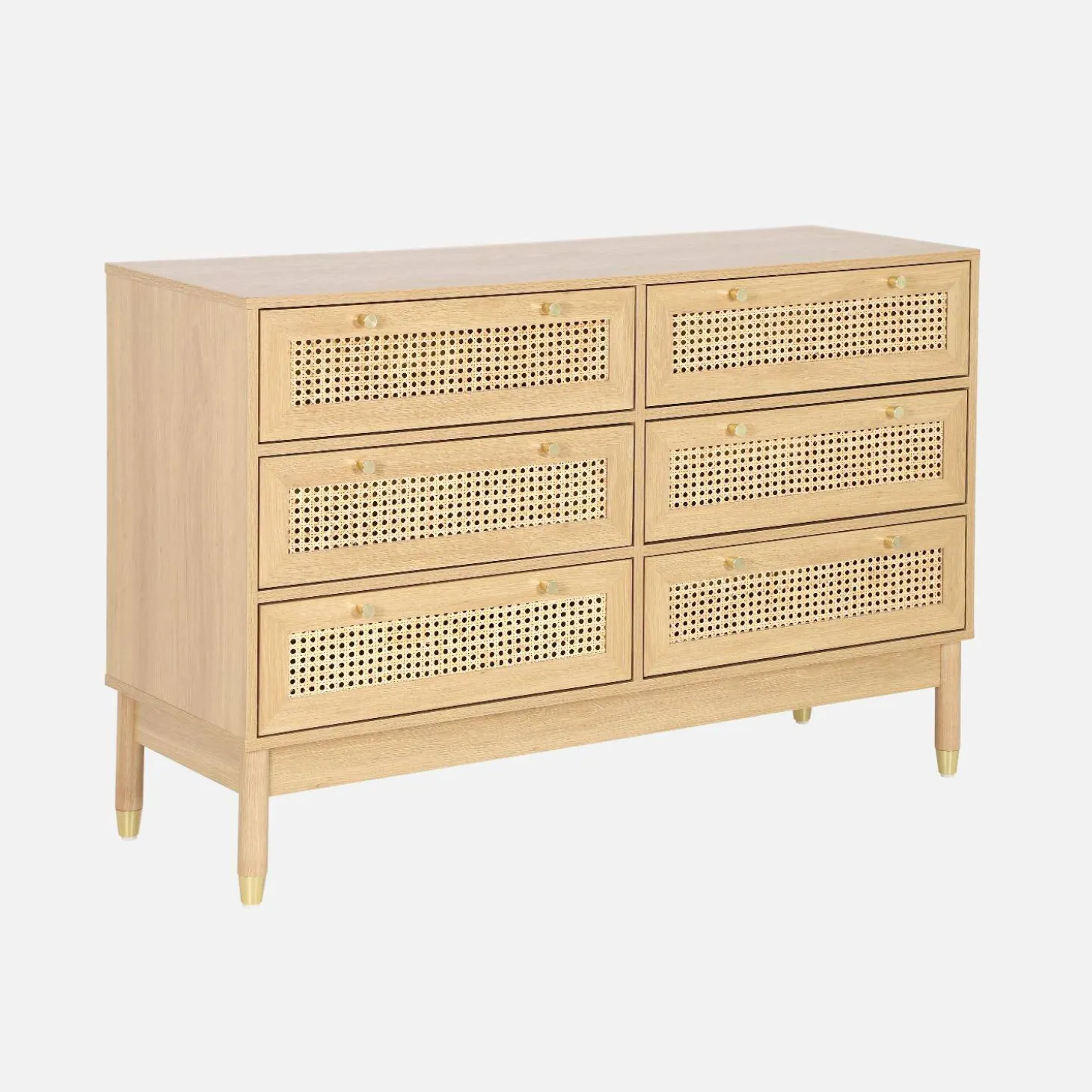 Ladekast houteffect en rotan 6 lades 120cm