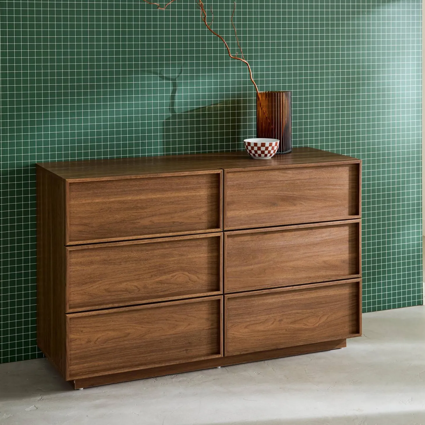 Ladekast houtlook met 6 lades 120cm