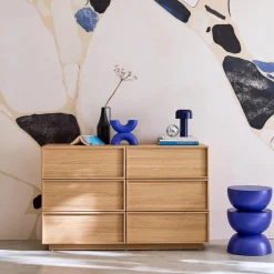 Ladekast houtlook met 6 lades 120cm