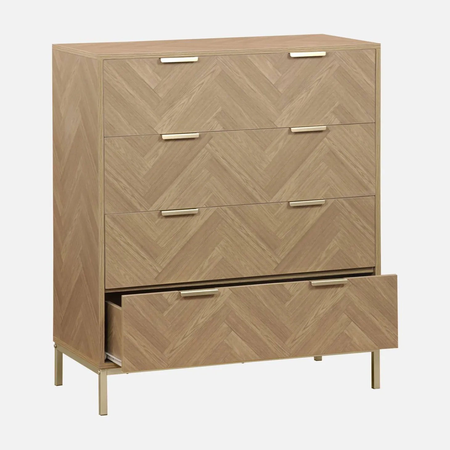 Ladekast 4 lades houtdecor visgraatmotief 80cm