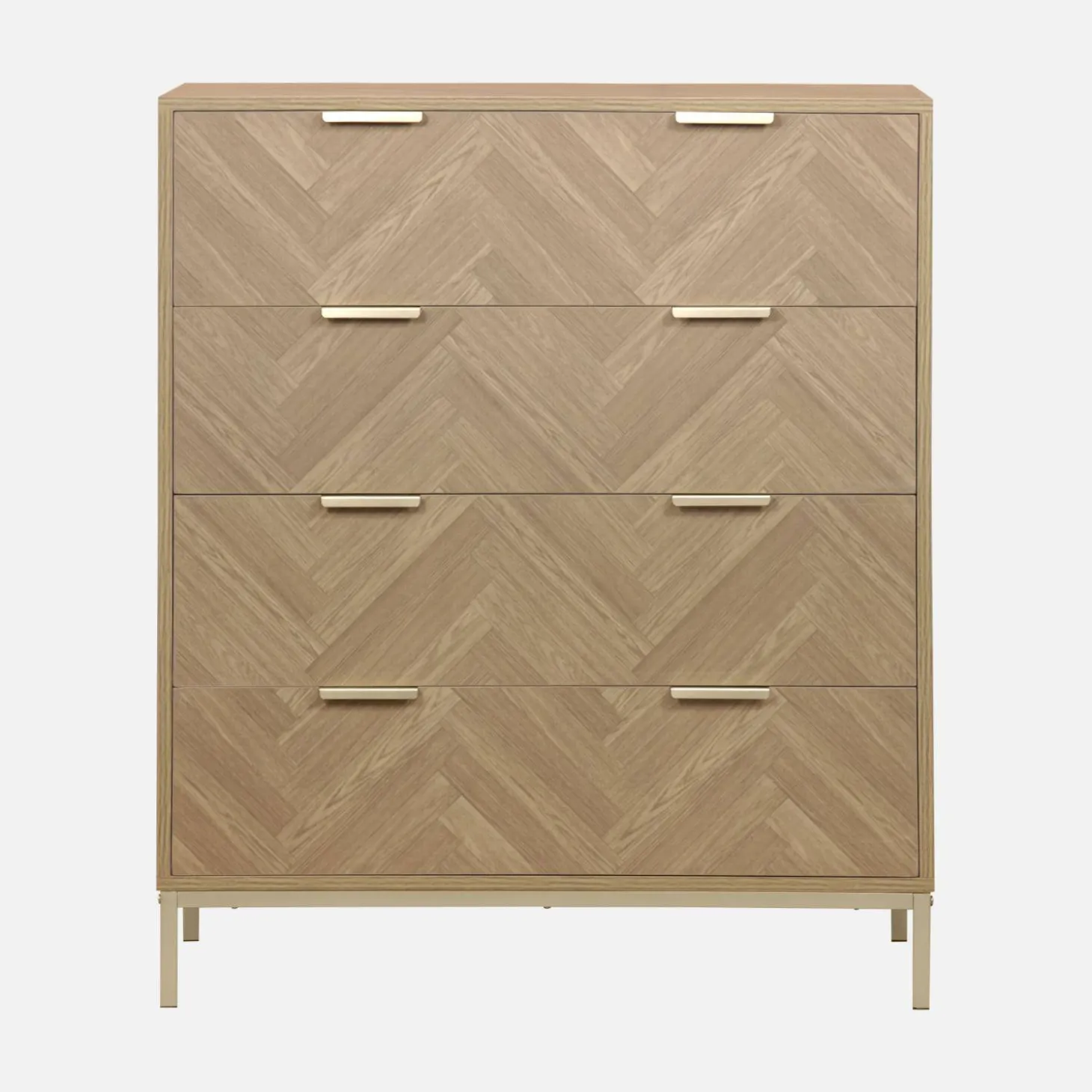 Ladekast 4 lades houtdecor visgraatmotief 80cm