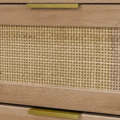 Ladekast 3 lades houtlook en rotan 90cm