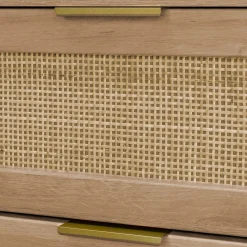 Ladekast 4 lades houtlook en rotan 48cm