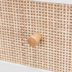 Ladekast met 3 lades houtdecor en rotan 90cm