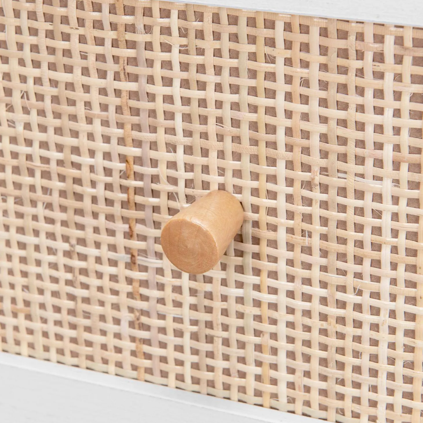 Ladekast met 3 lades houtdecor en rotan 90cm