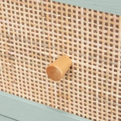 Ladekast met 3 lades houtdecor en rotan 90cm