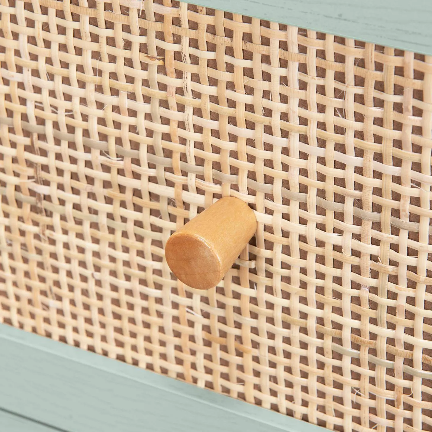 Ladekast met 3 lades houtdecor en rotan 90cm