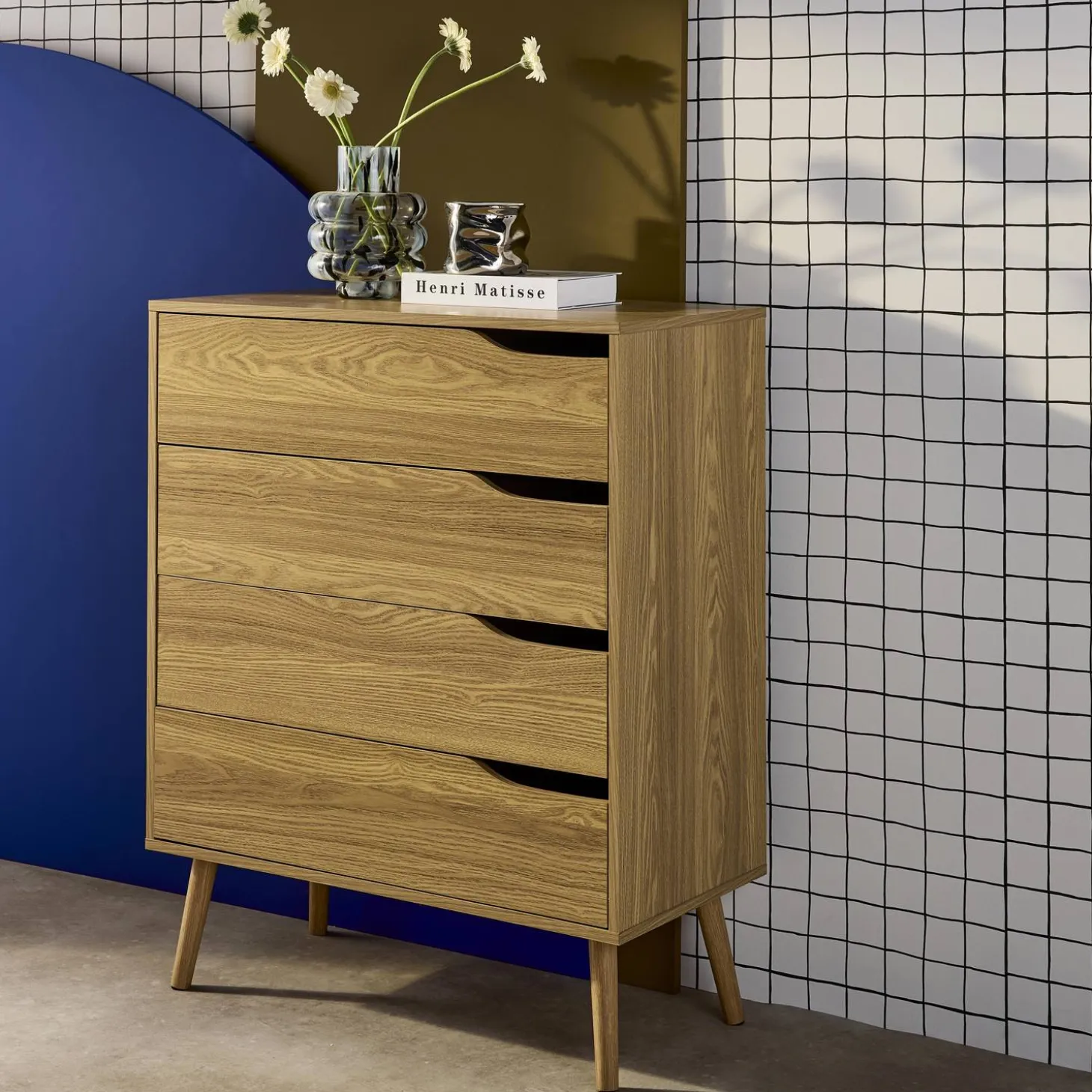 Ladekast met 4 lades houtdecor 80cm
