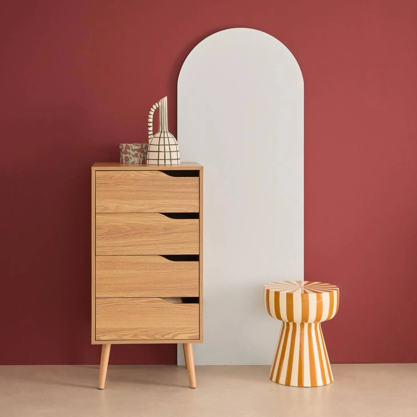 Ladekast met 4 lades houtdecor 48cm
