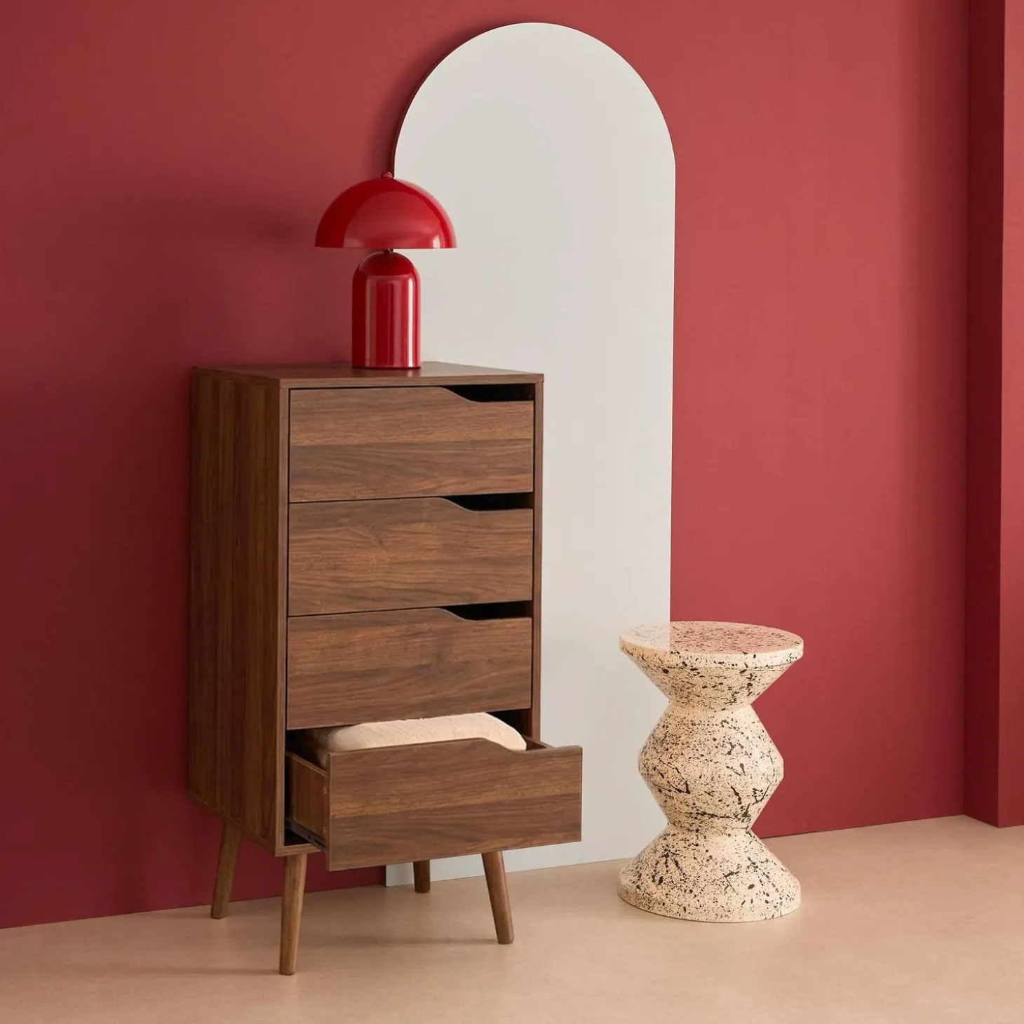 Ladekast met 4 lades houtdecor 48cm
