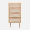 Ladekast met 4 lades houtdecor en rotan 48cm