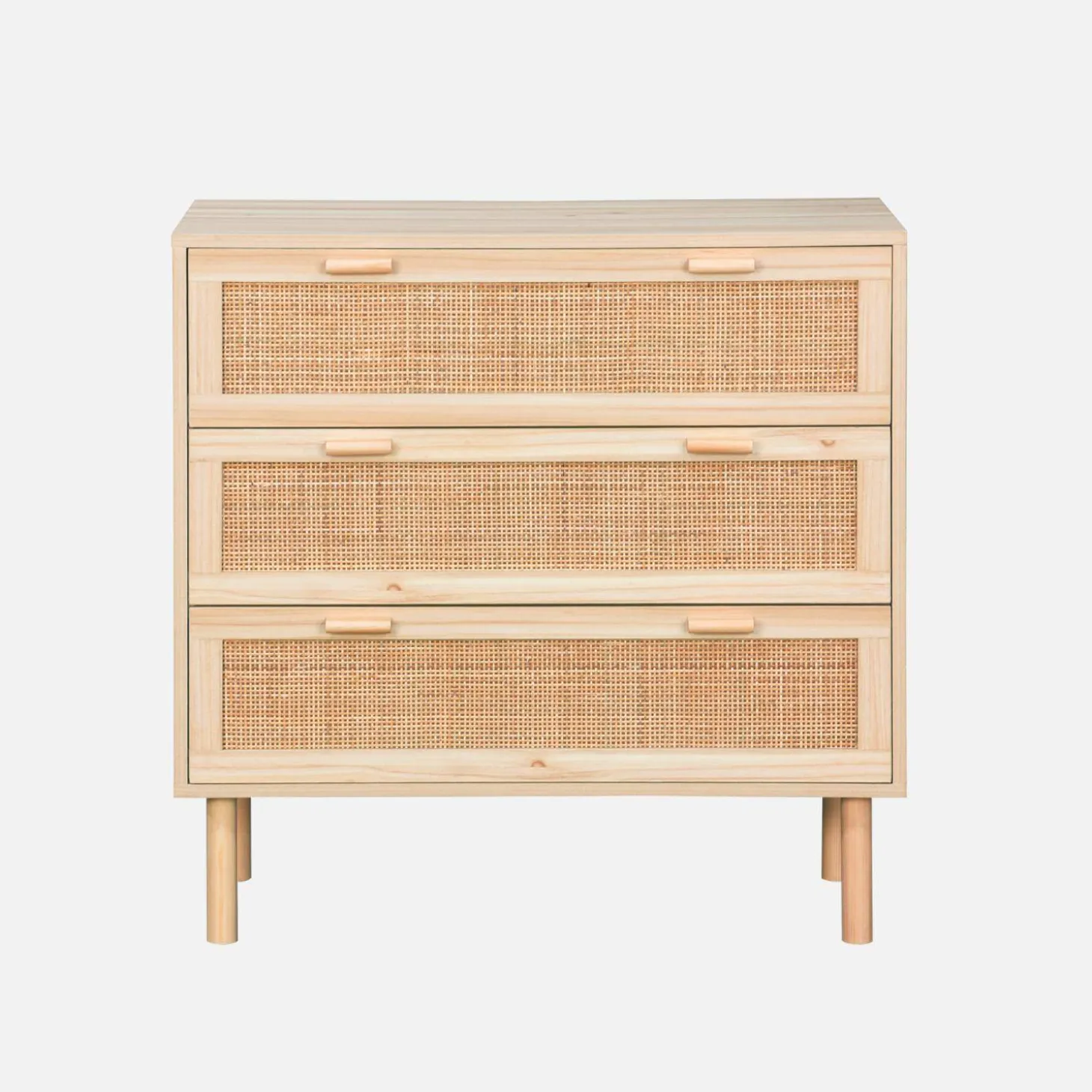 Ladekast met 3 lades rotan en houteffect 80cm