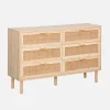 Ladekast met 6 lades rotan en houteffect 120cm