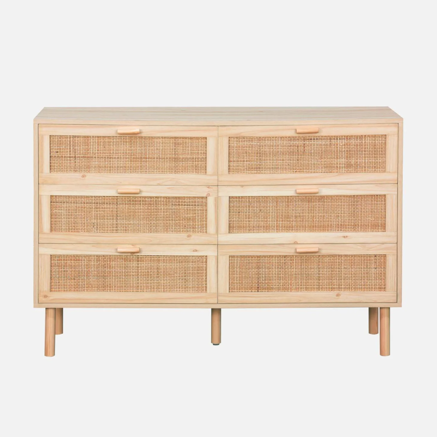 Ladekast met 6 lades rotan en houteffect 120cm
