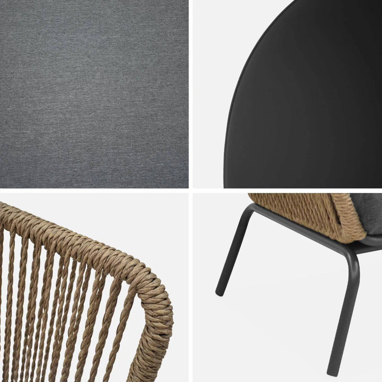 Lage tuinmeubelset, rotan effect geweven hars, 4 zitplaatsen