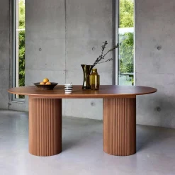Langwerpige eettafel met gesneden houteffect, 4-6 zitplaatsen, 180cm
