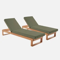 Ligbank in eucalyptus hout, multiposities (set van 2)