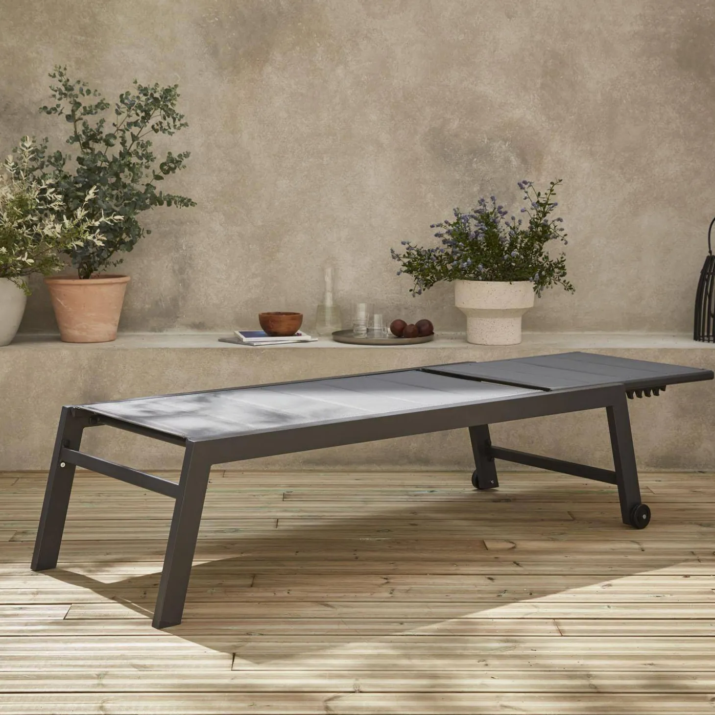 Ligbed van aluminium en textileen