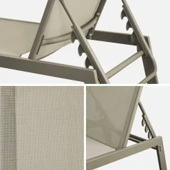 Ligstoelen met meerdere posities textileen en metaal (set van 2)