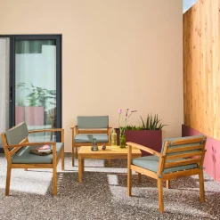 Loungeset acaciahout voor 4 personen