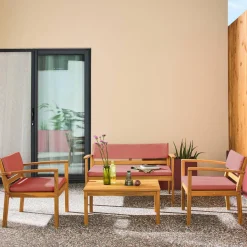 Loungeset acaciahout voor 4 personen