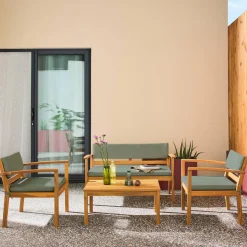 Loungeset acaciahout voor 4 personen