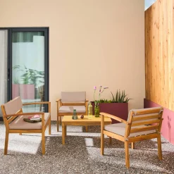 Loungeset acaciahout voor 4 personen