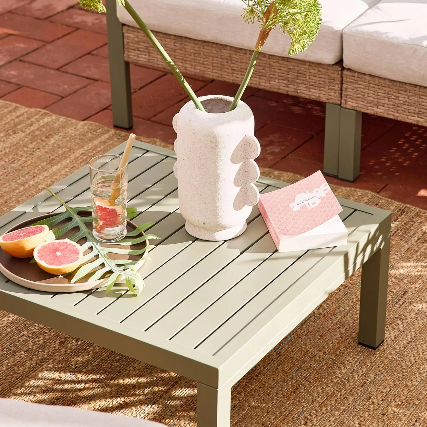 Loungeset, aluminium en wicker, 5-zits