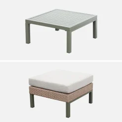 Loungeset, aluminium en wicker, 5-zits