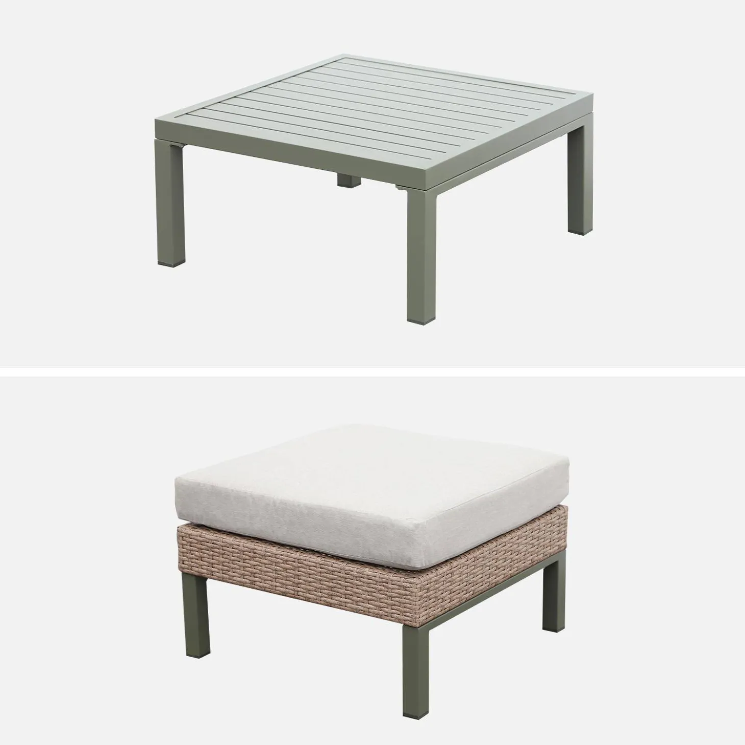 Loungeset, aluminium en wicker, 5-zits